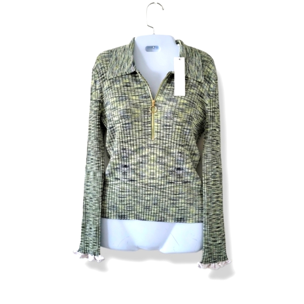 Jonathan Simkhai | NWT Allyson Basil Space Dye Ribbed Pullover Top (SIZE M)